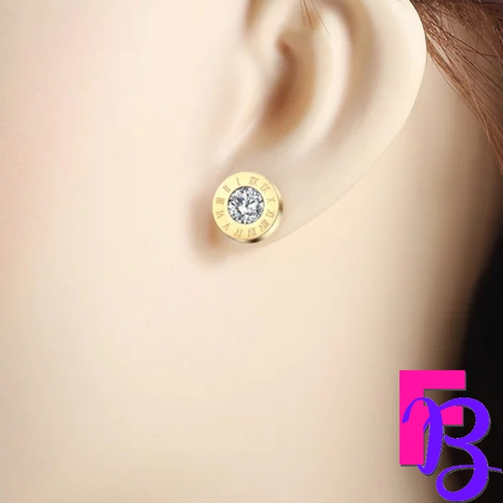 Roman Rose Gold Numeral Stud Earrings - Picture 5 of 8